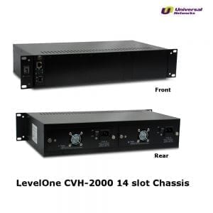 LevelOne 19" Managed Rack Mountable Chassis for up to 14x Media Converters Modules, Incl 2x PSU -0