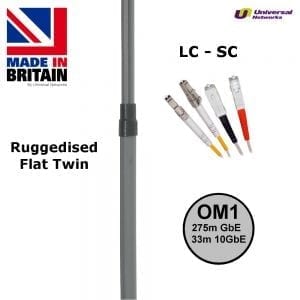 Ruggedised Multi Mode LSZH Fibre Cable OM1, LC-SC-0