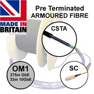 UK Made SC CSTA outdoor fibre optic multicore OM1