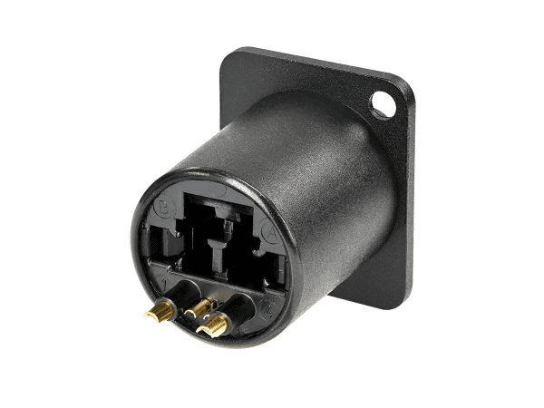 NO2-4FDW-A Neutrik opticalCON Chassis Connector Rear View