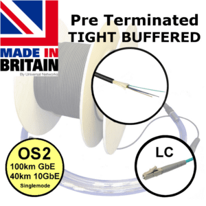 Tight buffered OS2 cable with LC connectors
