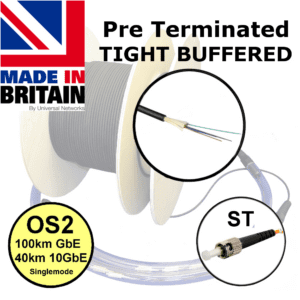 Tight buffered OS2 cable with ST connectors