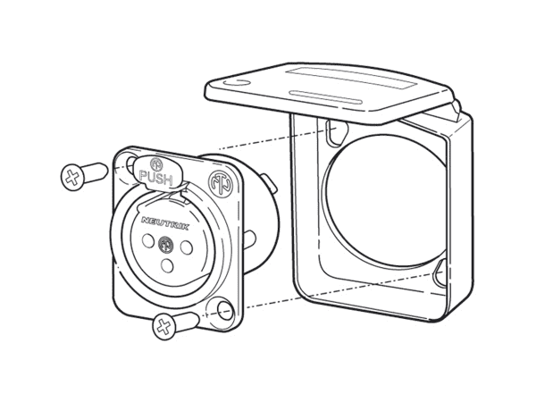 Neutrik Hinged Cover for D-Sized Chassis Connectors Open SCDX