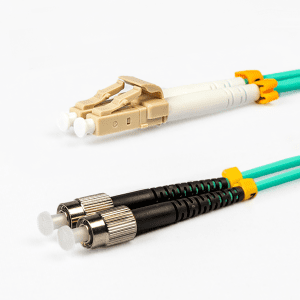 Multi Mode Duplex Fibre Patch Cable, LC-FC, Aqua