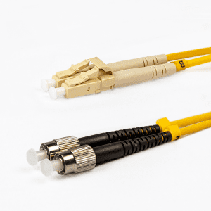 Single Mode Duplex Fibre Patch Cable, LC-FC OS1, Yellow