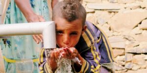 Boy drinking water