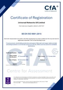 Universal Networks ISO9001 Certification