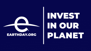 Invest In Our Planet Logo - Blue Background