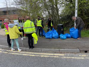 Litter picking team collecting rubbish