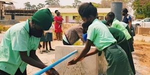 Children washing hands