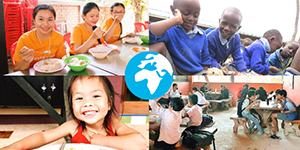 Montage of children who would benefit from meals