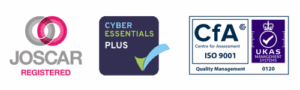 JOSCAR, Cyber Essentials Plus, ISO9001 Logos
