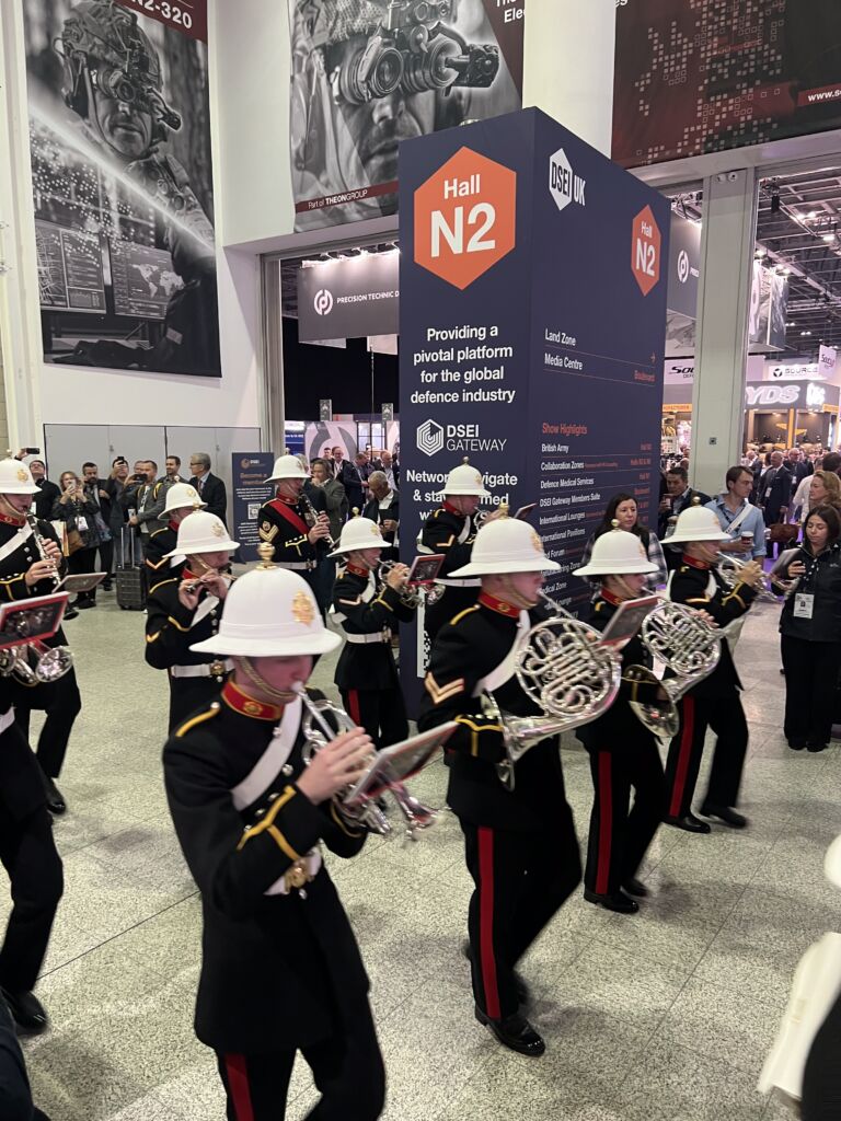 Military brass band at DSEI 2025