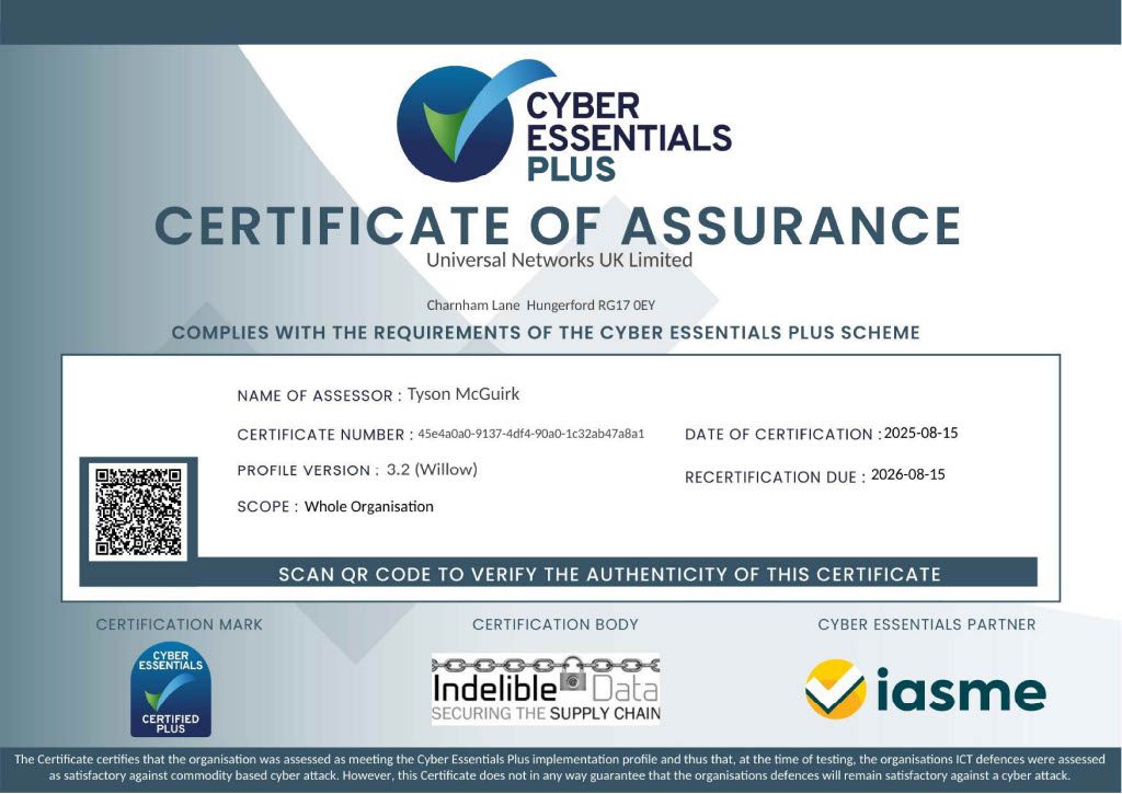 Cyber Essentials Plus Certification