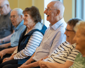 Elderly people smiling