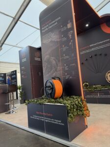 fibre reel product on exhibition stand